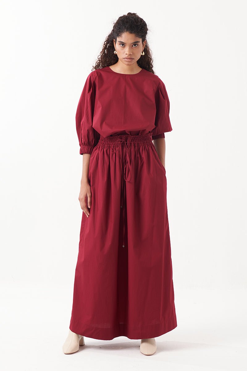 Pleated Sleeve Top Co - Ord (Set Of 2) - Three Clothing