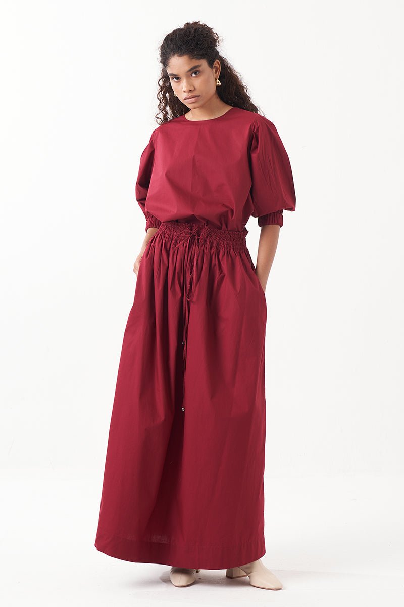 Pleated Sleeve Top Co - Ord (Set Of 2) - Three Clothing