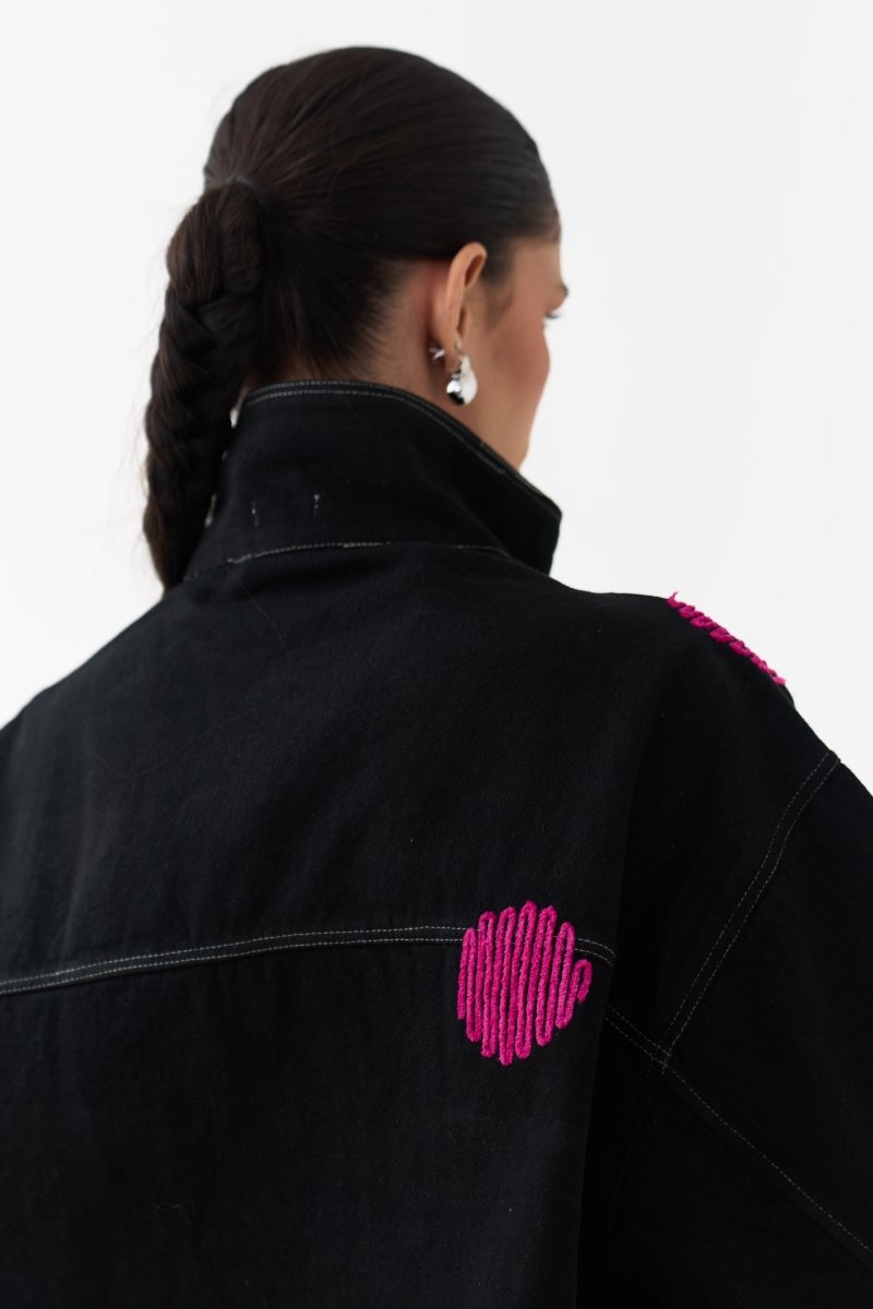 Polka Denim Bomber - Three Clothing