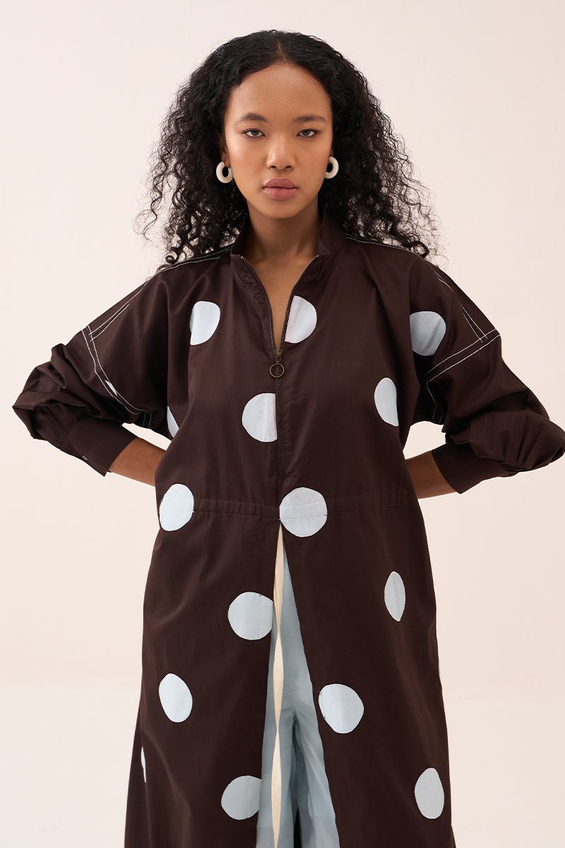 Polka Drawstring Tunic - Three Clothing