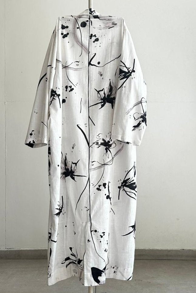 Print Wrap Collar Jacket - Three Clothing