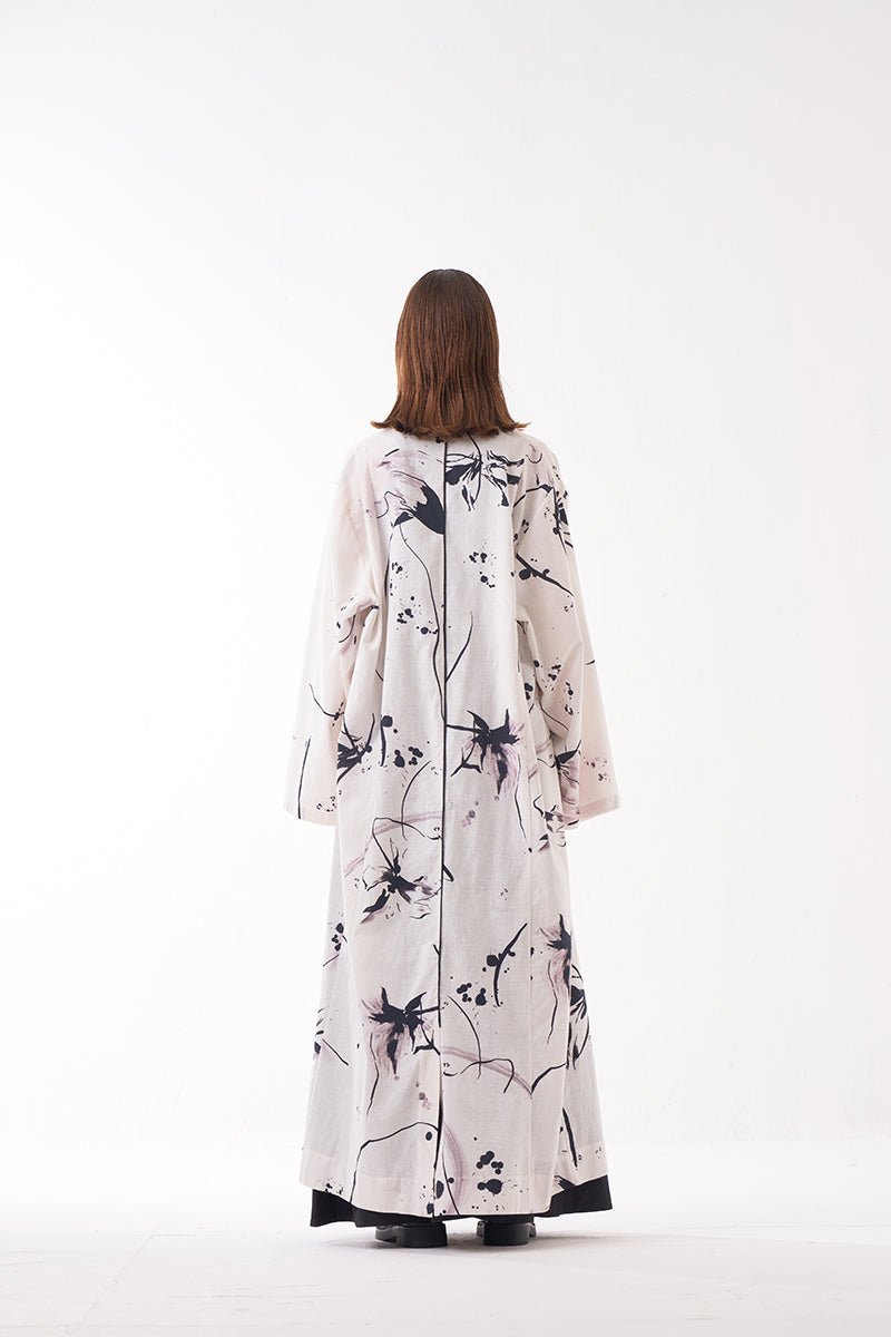 Print Wrap Collar Jacket - Three Clothing