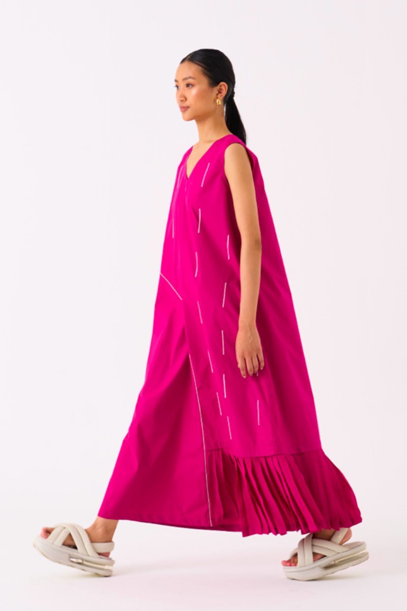 Rain Drop Side U Gather Dress - Three Clothing