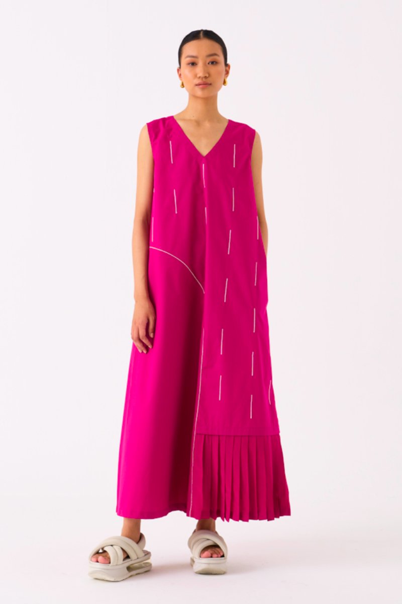 Raindrop Dress Fuschia - Three