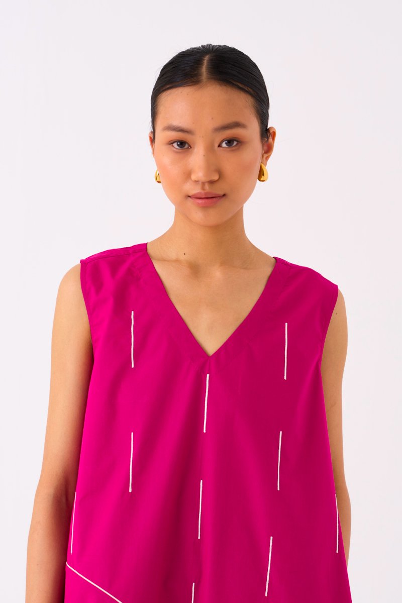 Raindrop Dress Fuschia - Three