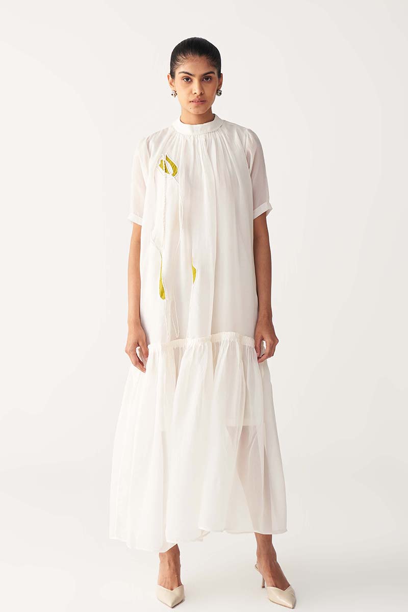 Sheer Bottom Frill Dress  Three Clothing