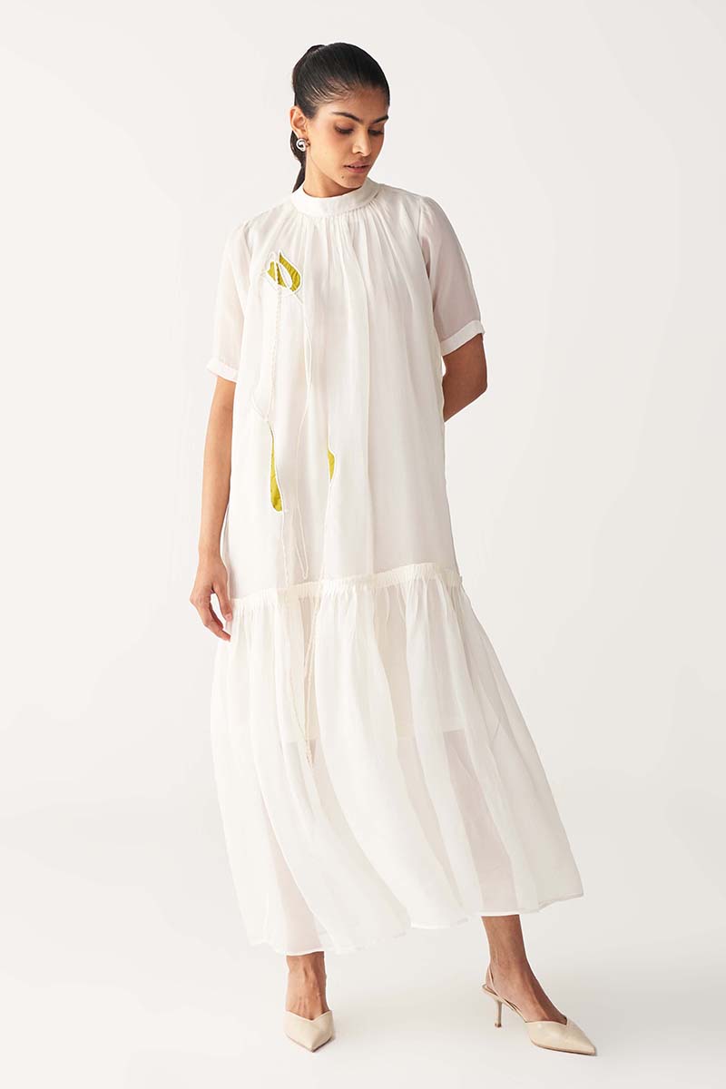 white dress sheer bottom Sheer Bottom Frill Dress – Three Clothing