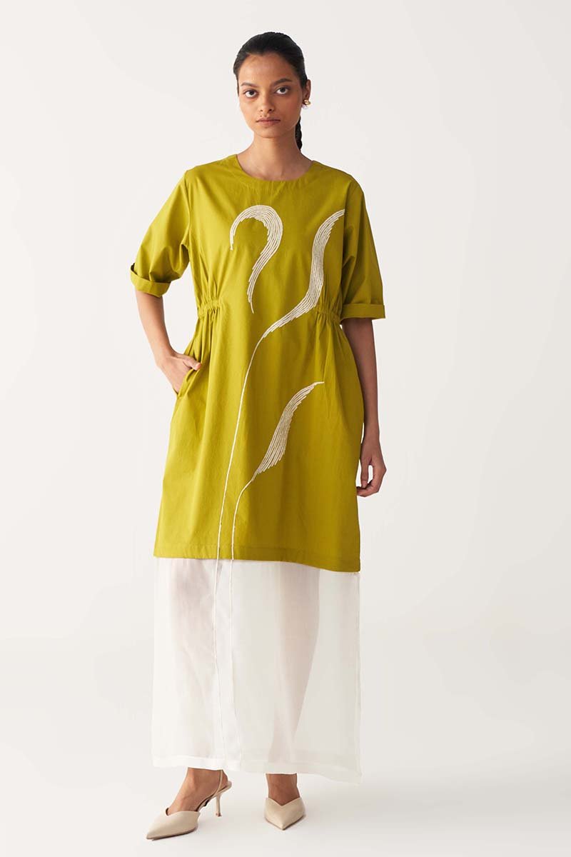 Sheer Bottom Panel Dress - Three Clothing
