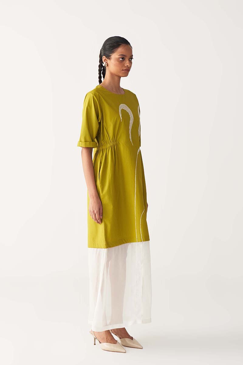 Sheer Bottom Panel Dress - Three Clothing