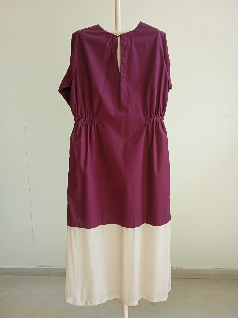 Sheer Bottom Panel Dress Wine - Three Clothing