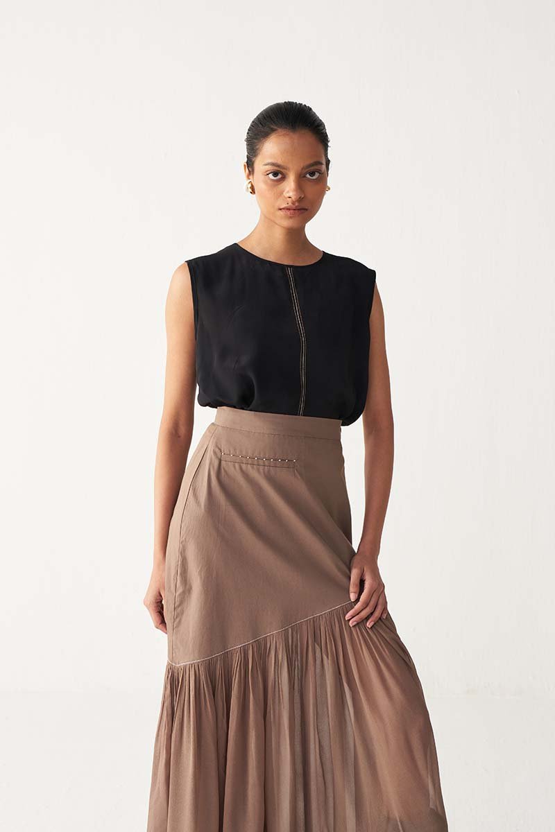 Sheer Panel Skirt - Three Clothing