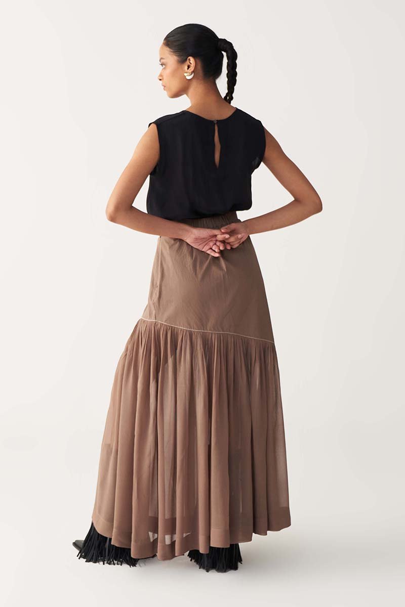 Sheer Panel Skirt - Three Clothing