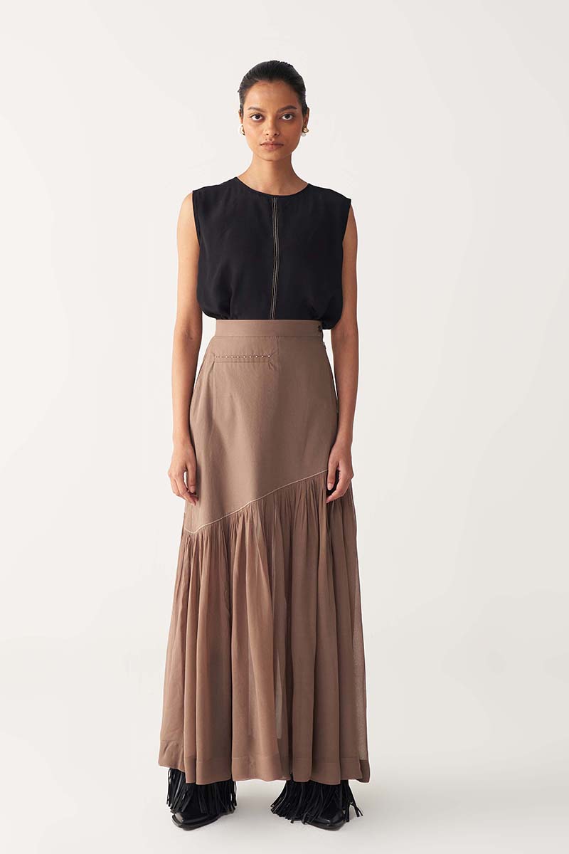 Sheer Panel Skirt - Three Clothing