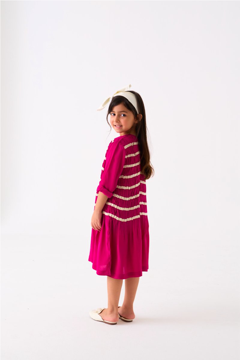 Shirring Dress - Pink - Three