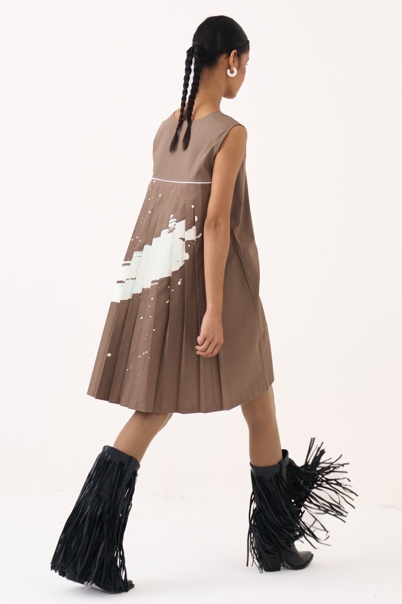 Short Back PLeat Dress - Three Clothing