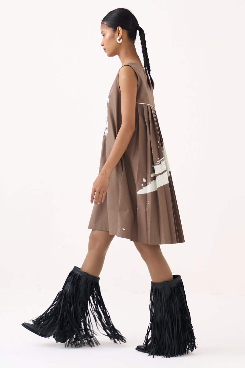 Short Back PLeat Dress - Three Clothing