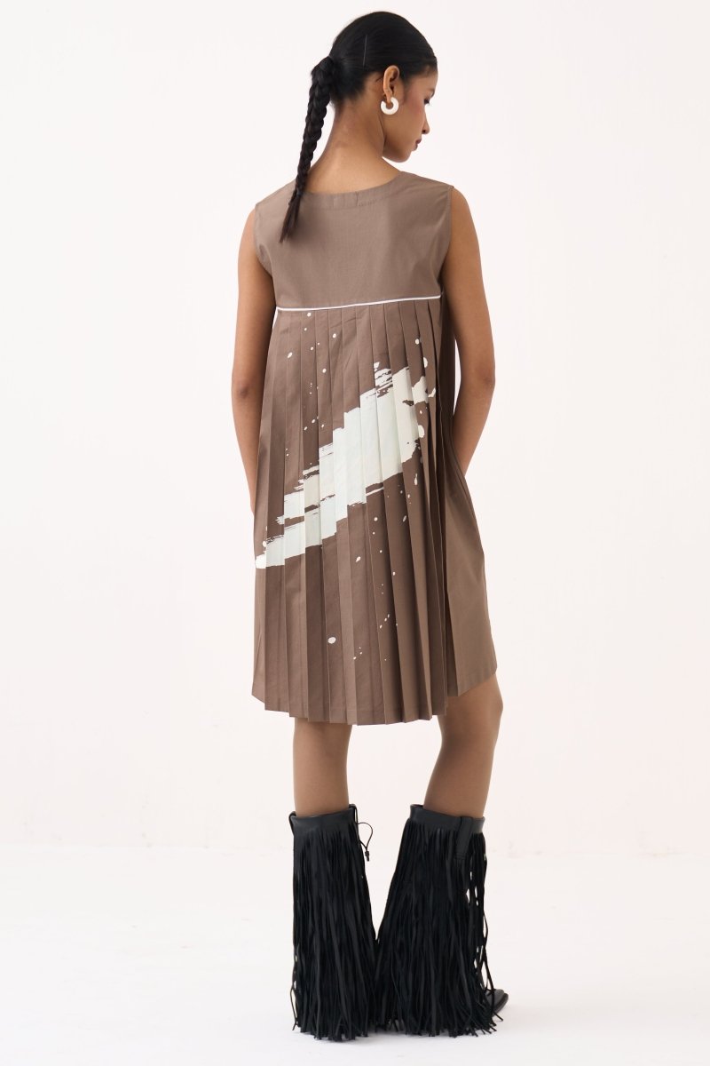 Short Back PLeat Dress - Three Clothing