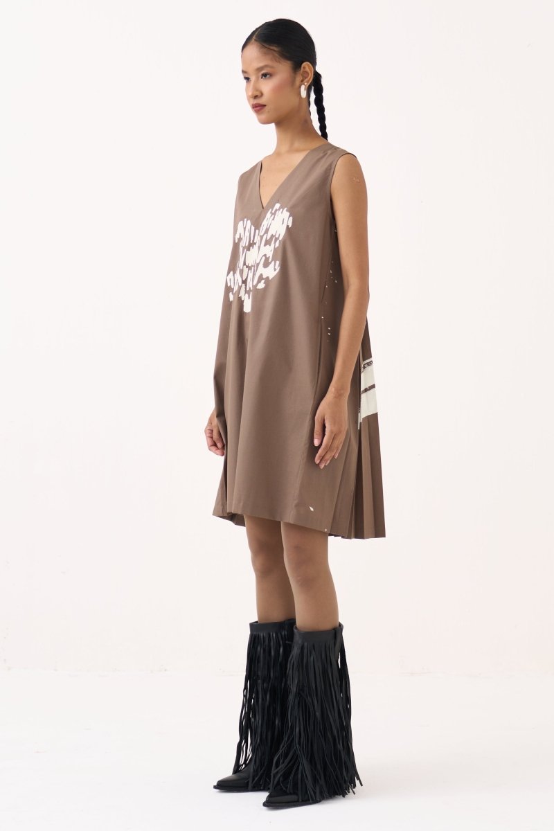 Short Back PLeat Dress - Three Clothing