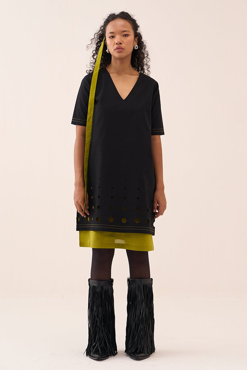 Short Double Layer Dress Black
