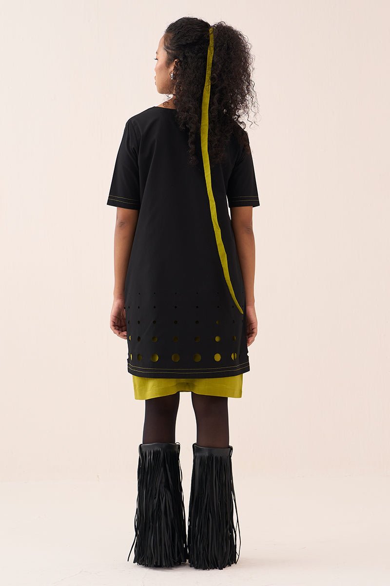 Short Double Layer Dress Black - Three Clothing