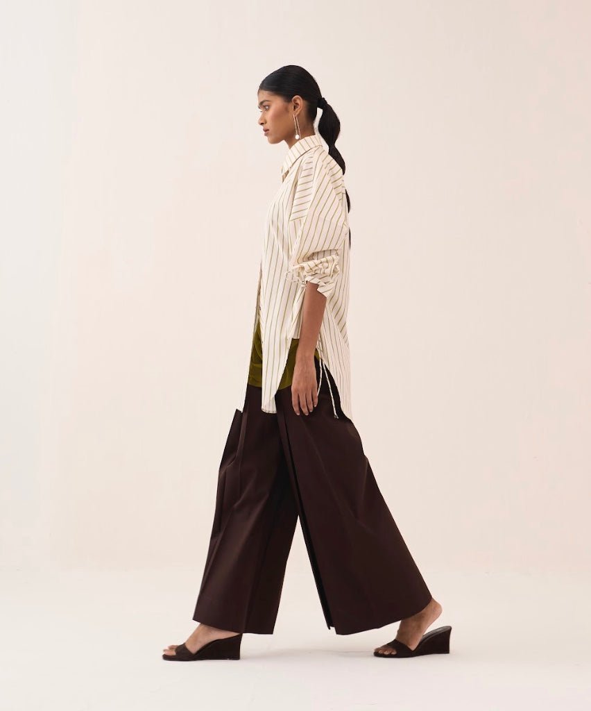 Side Drawstring Stripe Shirt - Three Clothing