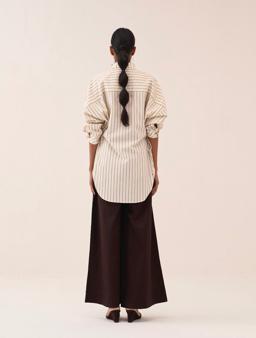 Side Drawstring Stripe Shirt - Three Clothing