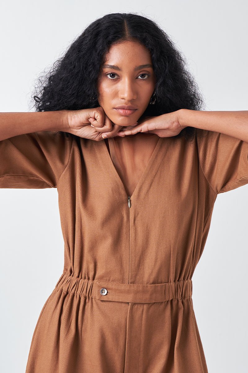 Side Elastic Waist Jumpsuit - Three Clothing