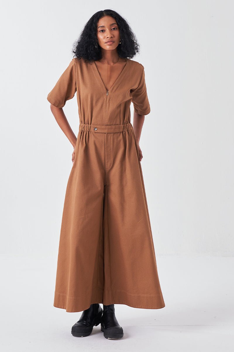 Side Elastic Waist Jumpsuit - Three Clothing