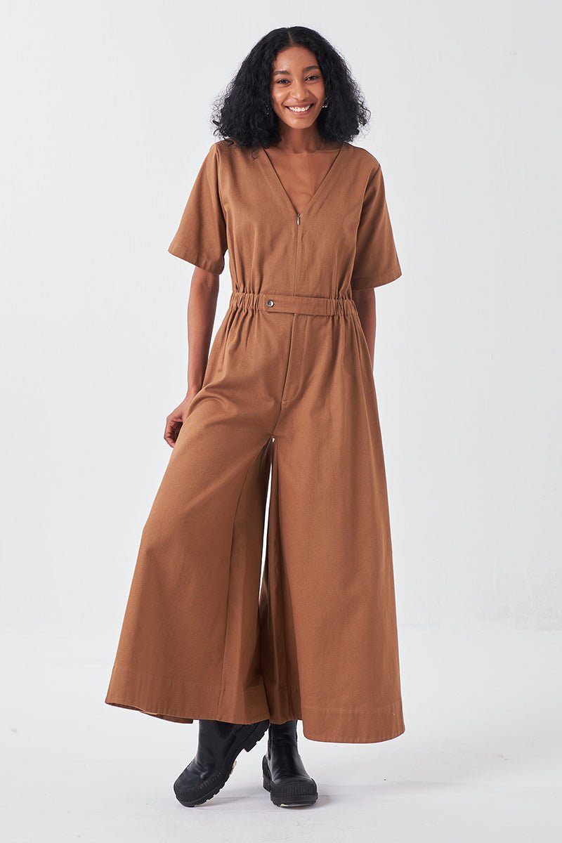 Side Elastic Waist Jumpsuit - Three Clothing