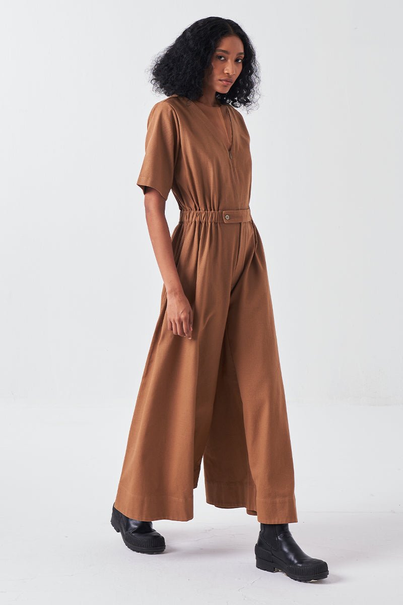 Side Elastic Waist Jumpsuit - Three Clothing