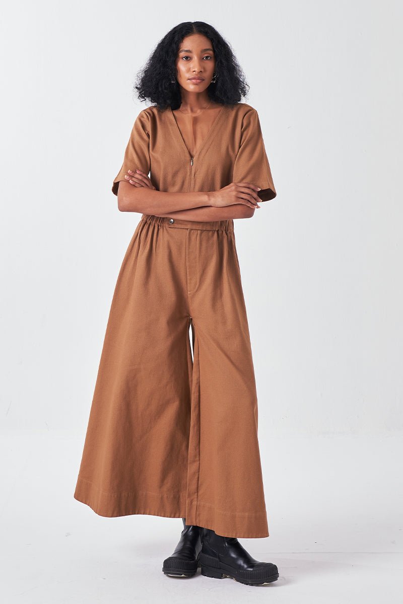 Side Elastic Waist Jumpsuit - Three Clothing