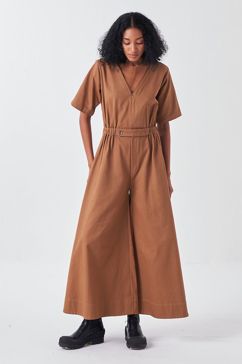 Side Elastic Waist Jumpsuit - Three Clothing