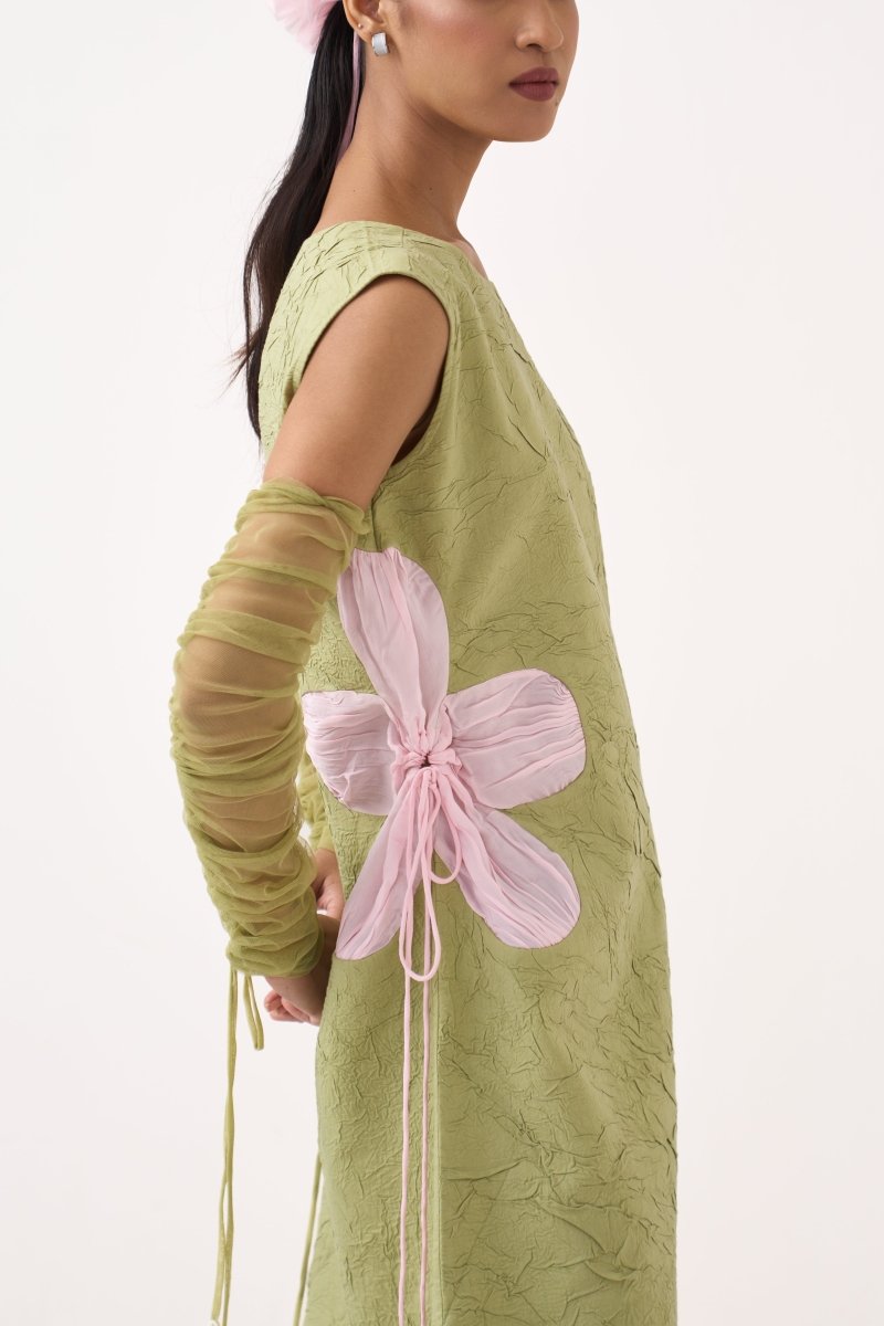 Side Floral Drawstring Shift Dress - Three Clothing