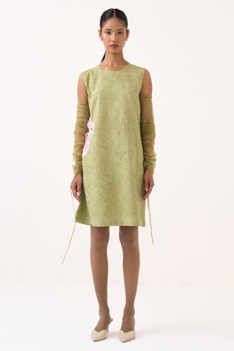 Side Floral Drawstring Shift Dress - Three Clothing