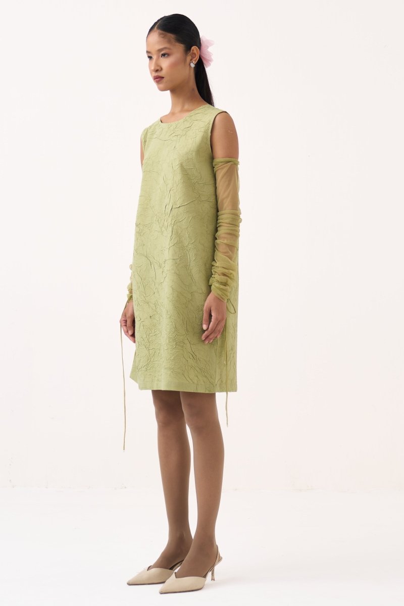 Side Floral Drawstring Shift Dress - Three Clothing