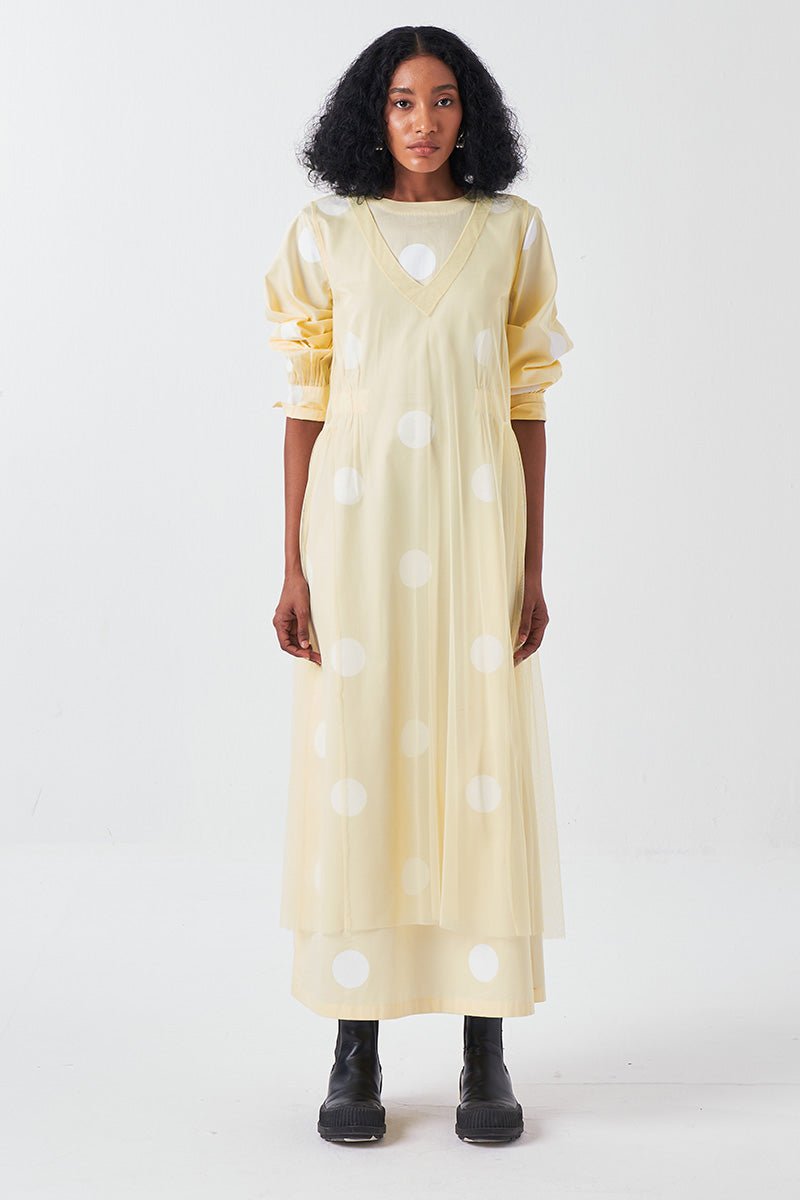 Side Gather Overlay Co-ord Set of 2 Butter Polka