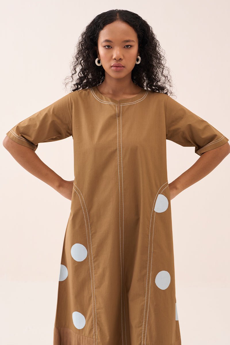 Side U - Pleat Polka Dress - Three Clothing