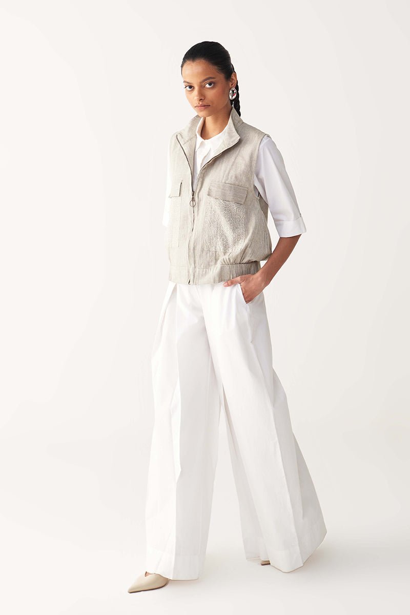 Sleeveless Emb. Pocket Bomber (Set Of 3) - Three Clothing