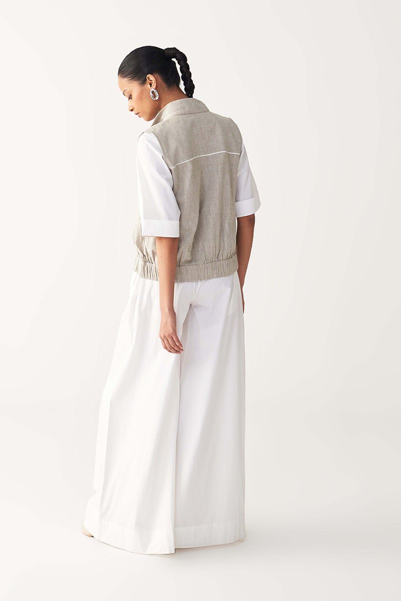 Sleeveless Emb. Pocket Bomber (Set Of 3) - Three Clothing