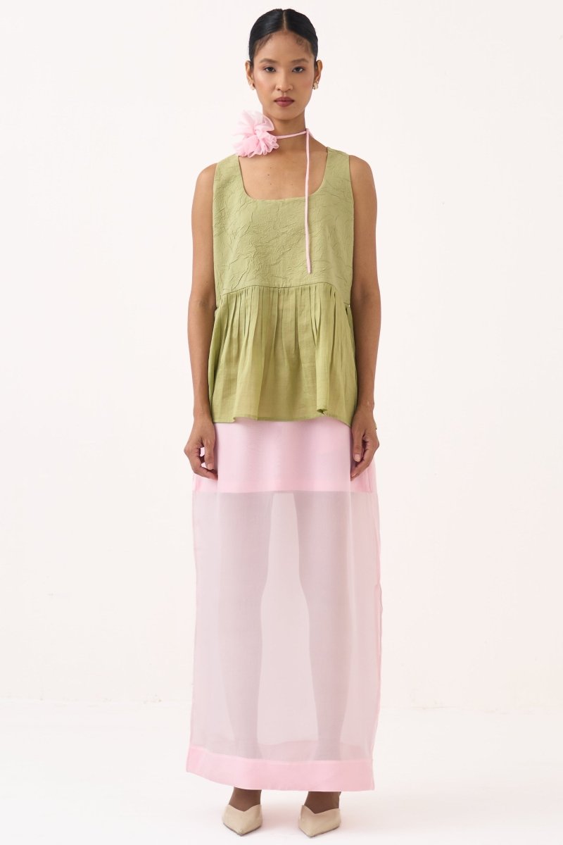 Sleeveless Yoke Gather Top - Three Clothing