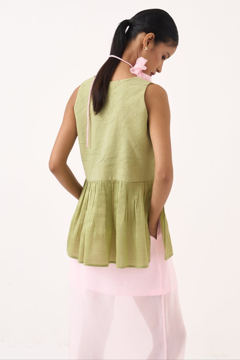 Sleeveless Yoke Gather Top - Three Clothing