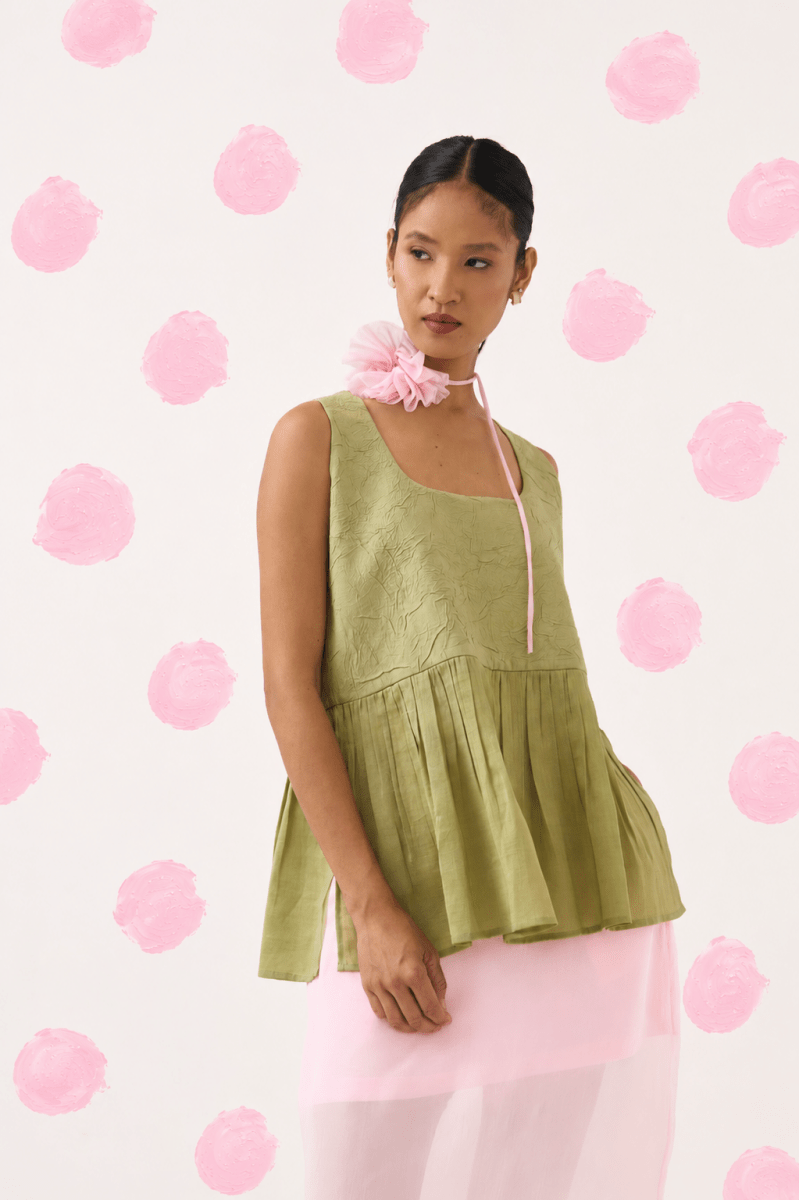 Sleeveless Yoke Gather Top - Three Clothing
