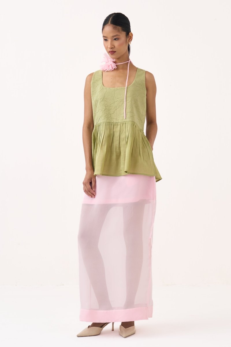 Sleeveless Yoke Gather Top Co - ord (Set of 2) - Three Clothing