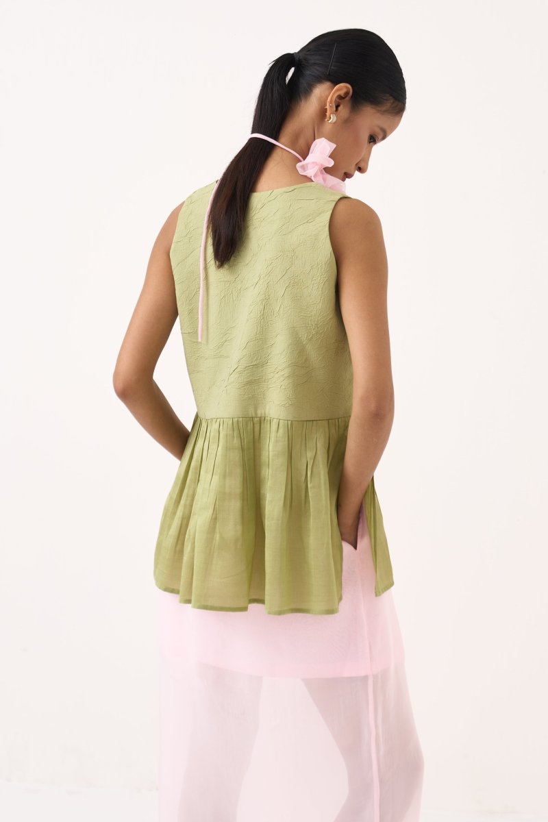 Sleeveless Yoke Gather Top Co - ord (Set of 2) - Three Clothing