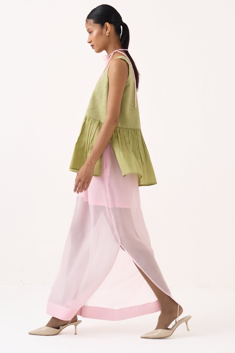 Sleeveless Yoke Gather Top Co - ord (Set of 2) - Three Clothing