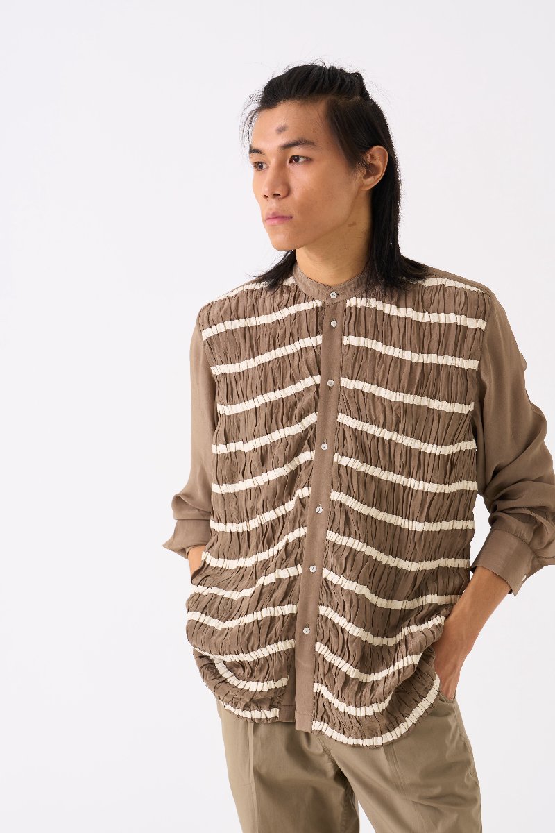 Smocking Detail Shirt Sage - Three