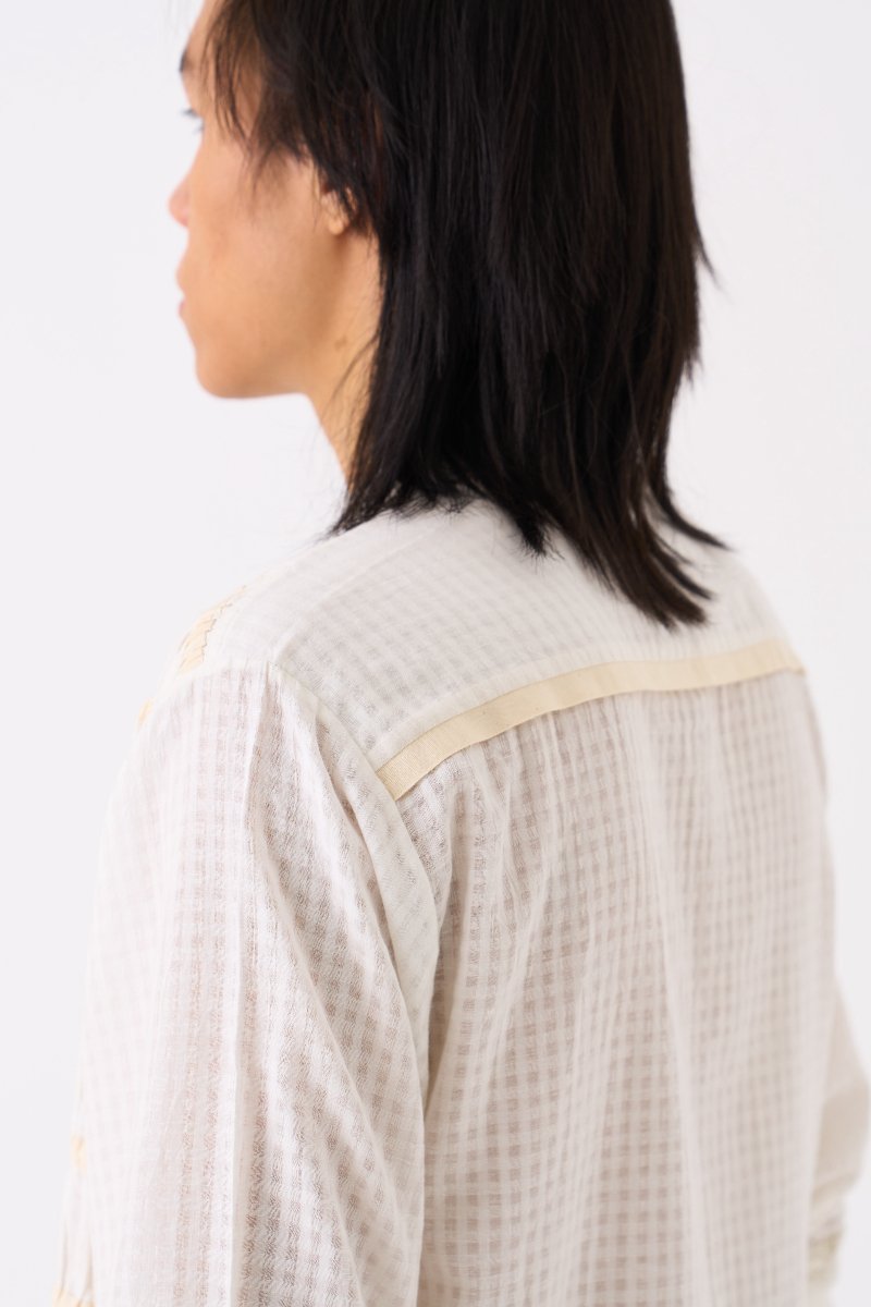 Smocking Detail Shirt White - Three