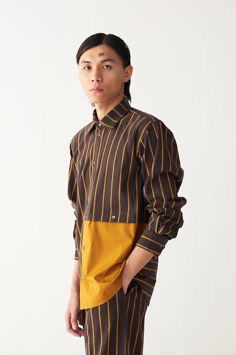 Solid Panel Shirt - Three Clothing