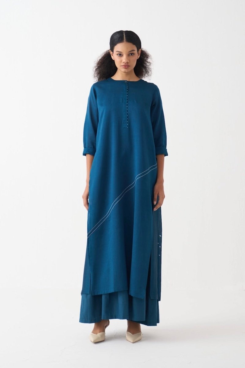 Splash Print Back Pleat Dress - Three Clothing