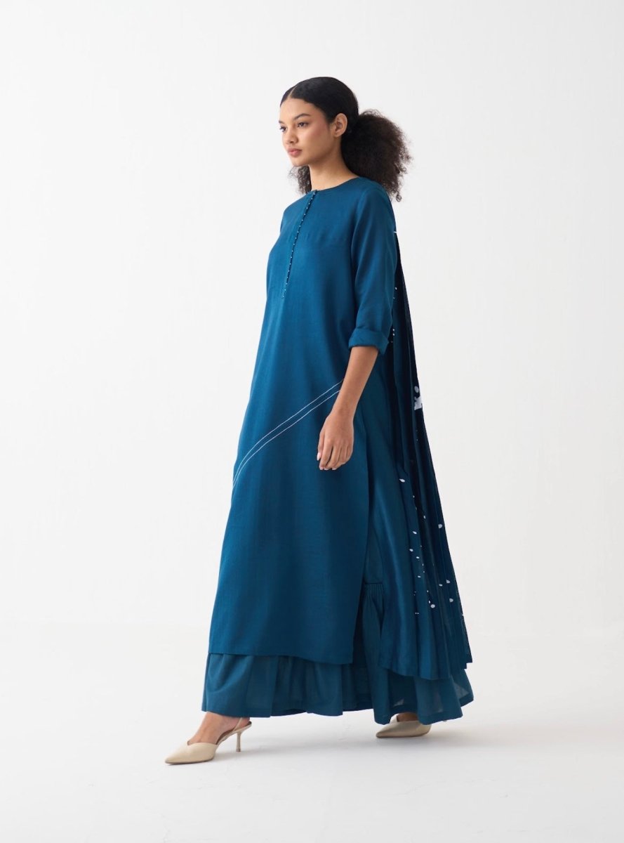 Splash Print Back Pleat Dress - Three Clothing